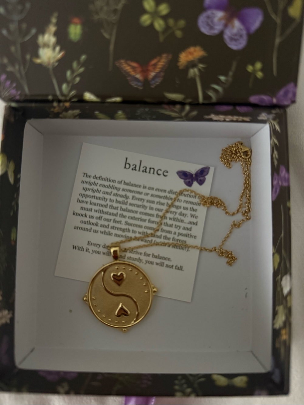 Gold Balance Jane Win Heart Pendant Necklace
